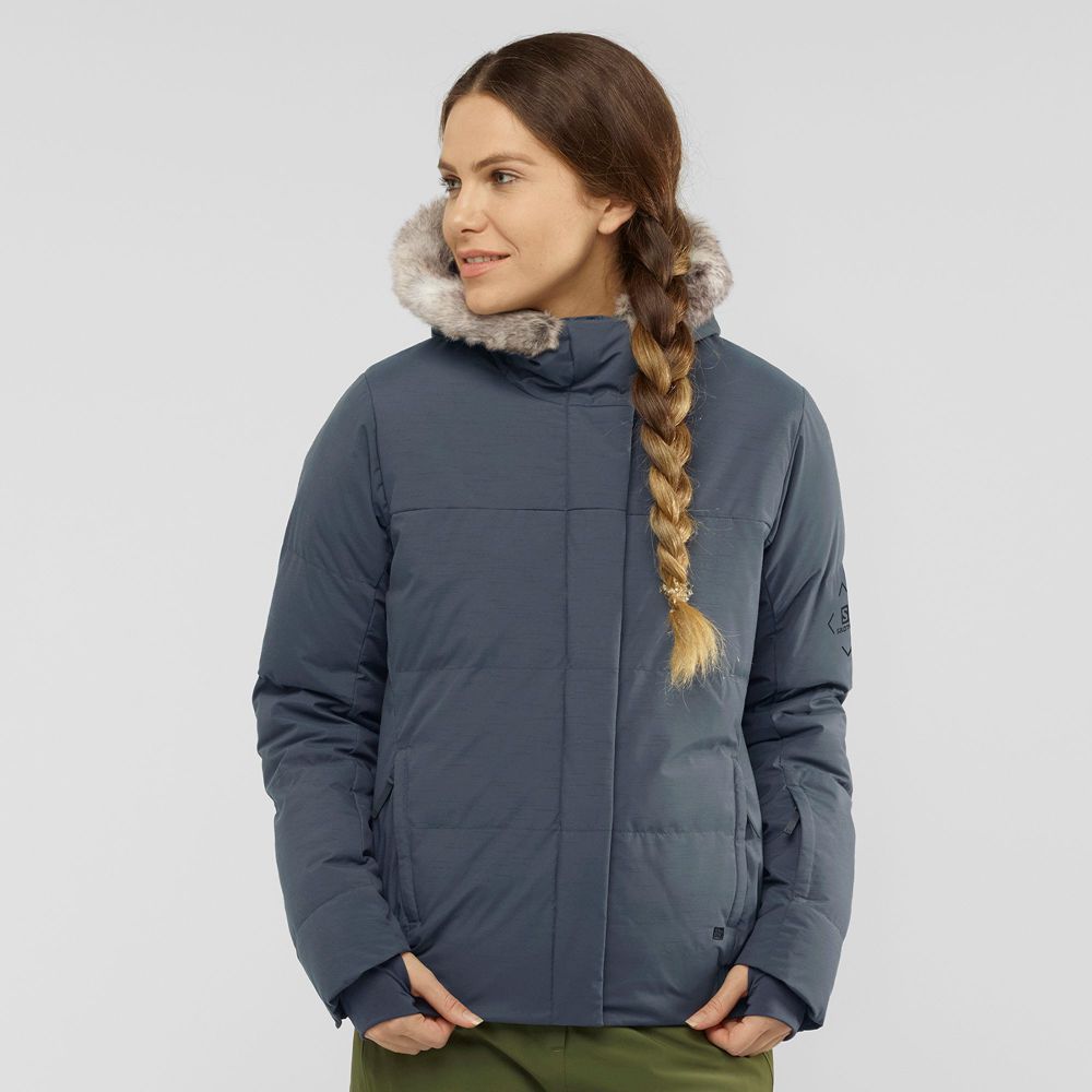 Salomon Singapore Womens Ski Jackets - SNUGGLY WARM W Grey | 87369-VWAO